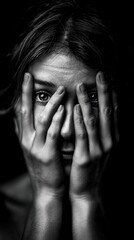emotional state, woman covering her face with her hands, despair