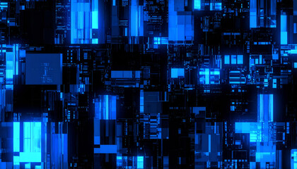 Abstract Blue Glowing Circuit Background