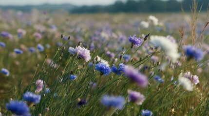 beautiful dreamy wildflower field retro vintage rustic mood 