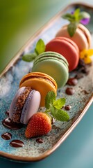 close up colorful Macaron fig 