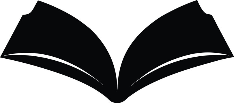 Open book silhouette isolated on white background