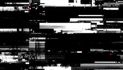 Abstract Digital Glitch Texture with Black White Red Lines