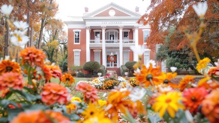 Historic house autumn decor