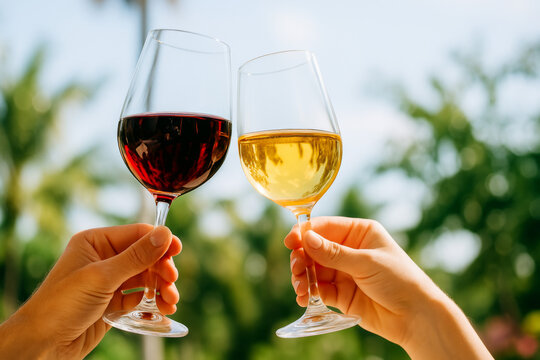 Summer Wine Toast with Green Background