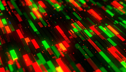 Obraz premium Abstract Glowing Lines Background with Red Green and Orange Pixels
