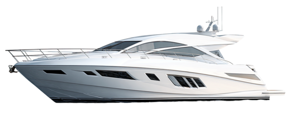 White motor yacht profile, sleek design