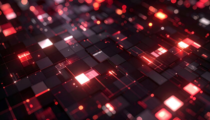 Obraz premium Abstract Red And Black Digital Network Grid Background