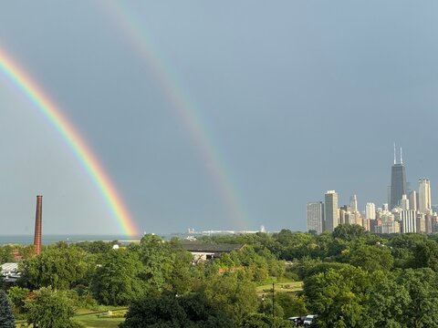 Rainbow Over Chicago and Lake Michigan