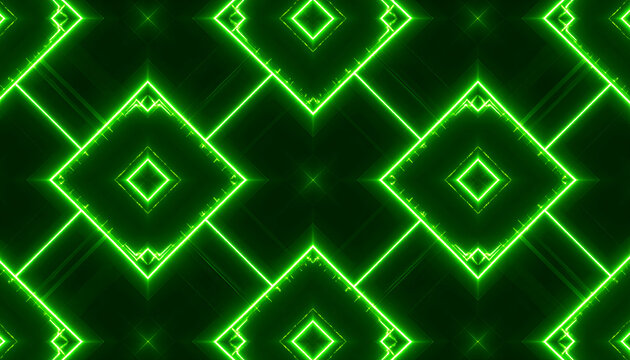 Bright Green Neon Geometric Light Pattern