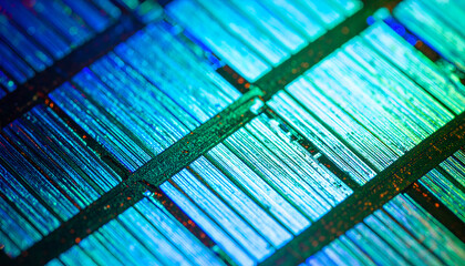 Close Up Of Blue And Green Circuit Board Pattern
