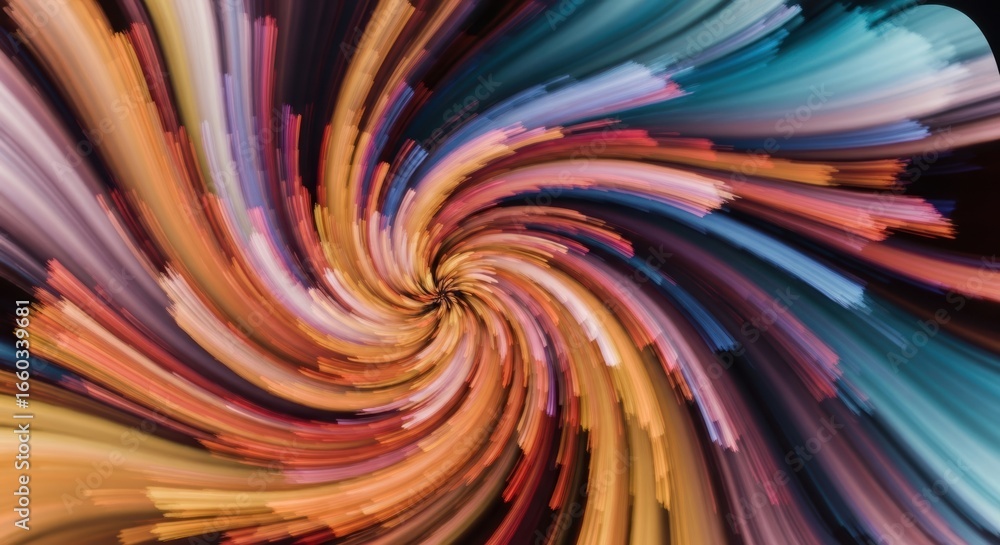 Poster vibrant abstract swirl of colorful light trails creating dynamic motion