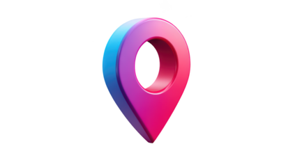 3D render of a gradient color location pin on black background
