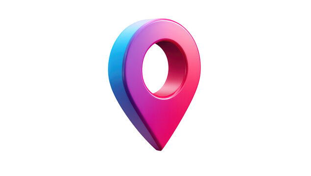 3D render of a gradient color location pin on black background