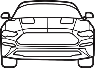 Obraz premium Front View Car Outline Design Vehicle Illustration Automotive Concept Transportation Design Graphic Simple Clean Modern Automotive