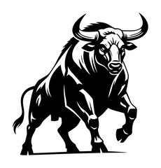 Charging Bull Silhouette – Dynamic Engraved Vector Symbol