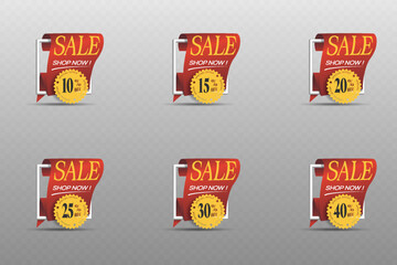 Set of discount badges and sale labels.