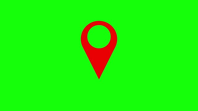Location pin appearing. Animated pin pointer. Animation of red map location on green screen background 4k animation.