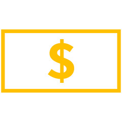 yellow outline simple paper money icon