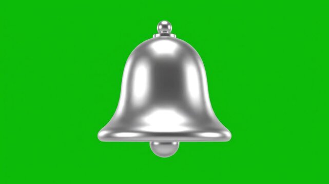 Silver Bell Icon Isolated on Green Screen Background &ndash; 4K Stock Footage