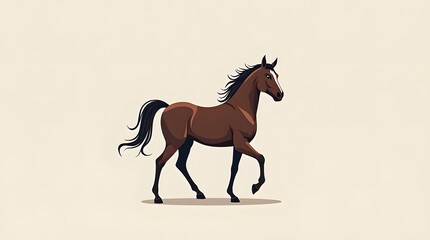 Naklejka premium Elegant horse clip art illustration, clean vector style, smooth lines, minimal yet detailed design, isolated on transparent background,