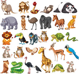 Adorable Animal Collection Diverse Wildlife Illustrations