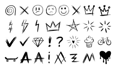 Collection of Hand-Drawn Doodle Icons and Symbols