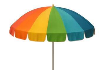 Obraz premium Colorful rainbow beach umbrella providing shade, standing open against transparent background, highlighting summer leisure and travel concepts