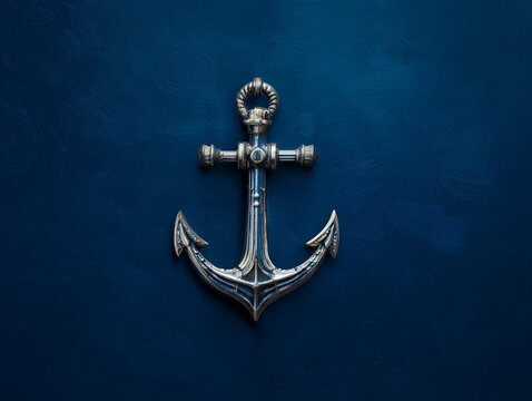 Metal ship anchor isolated on a solid background, studio photograph