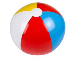 Classic Inflatable Beach Ball, Top-Down View, Transparent PNG