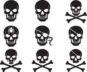 Skull silhouette gothic icon halloween symbol Vector Illustration