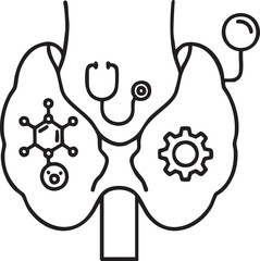 Thyroid Gland Icon, Endocrine System and Hormone Health Illustration