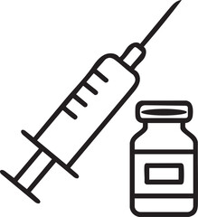 Modern Medical Injection Icon: Syringe and Vaccine Vial Design