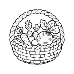 A cute flat woven basket silhouette vector design.