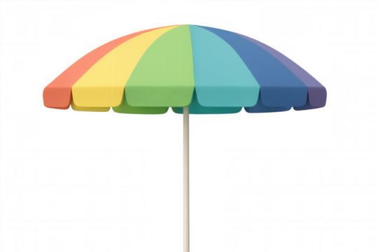3d rendering of a colorful beach umbrella with transparent background, perfect for summer and vacation projects