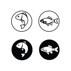 Fish related icons, Fish or seafood line art icons ,  Doodle fish icons set, sea fish collection, Vector illustration EPS 10.