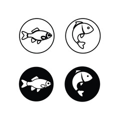fish icon set, Food sign collection, Ocean symbol , simple fish silhouette logo,  vector  illustration EPS 10.