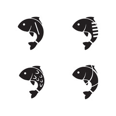 fish icon set, Food sign collection, Ocean symbol , simple fish silhouette logo,  vector  illustration EPS 10.