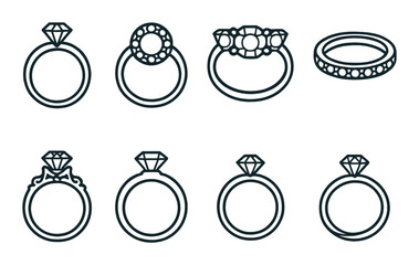 Variety of elegant diamond ring designs on textured brown background