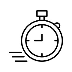 Fast response time clock vector symbol. quick, rush or faster work service icon. rapid delivery symbol.
