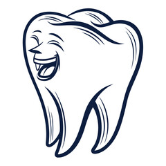 Happy tooth cartoon character with a big smile