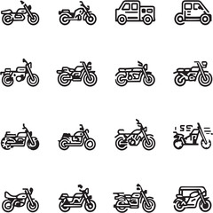 Motorcycle Line Editable Icons set