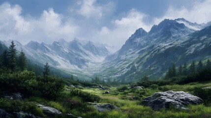 Obraz premium Majestic mountain valley in summer