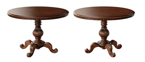  Polished round vintage table set isolated on white background