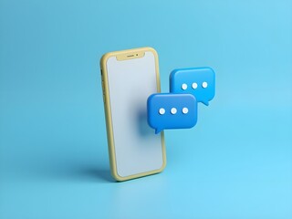 Mobile phone with chat bubbles for instant messaging communication concept