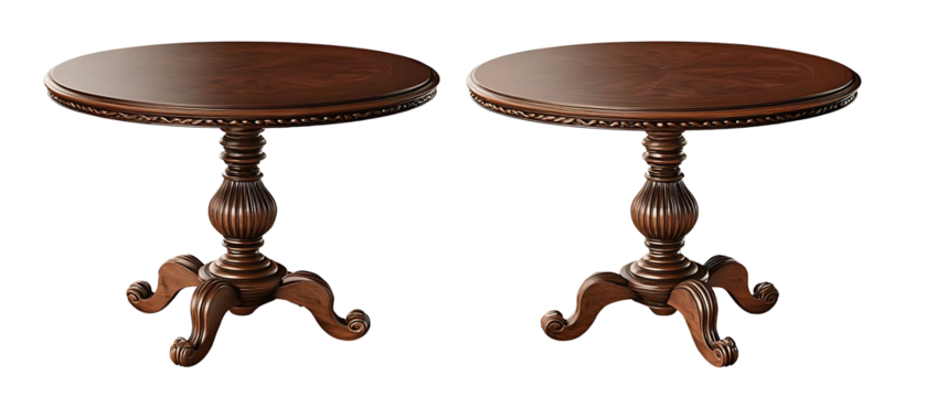  Polished round vintage table set isolated on white background