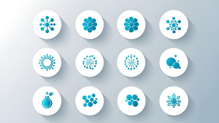 Set of 10 simple icons - Cytochrome P450 enzyme icons - CYP3A4, 2D6, 2C9 and more. Simple design illustration.
