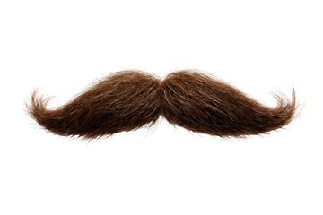 A detailed, realistic-looking brown handlebar mustache against a black background