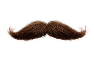 A detailed, realistic-looking brown handlebar mustache against a black background