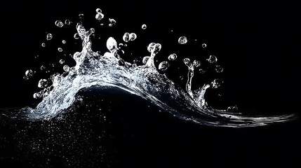 Realistic Water Splash Overlay on black background, Clear water splash effect .