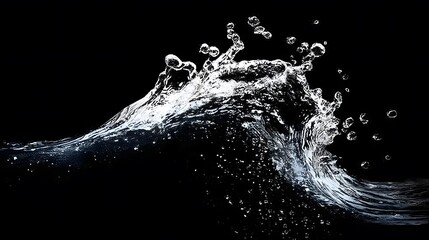 Realistic Water Splash Overlay on black background, Clear water splash effect .